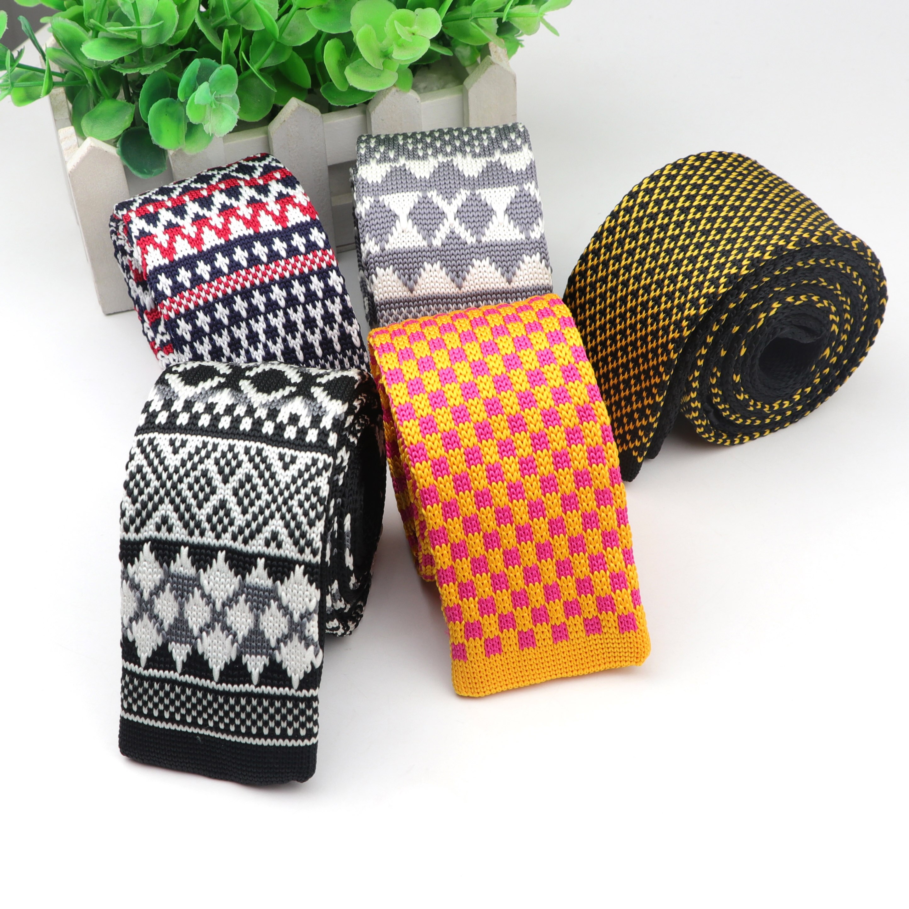 Mannen Kleurrijke Tie Knit Gebreide Ties Stropdas Kleur Smalle Slim Skinny Woven Vlakte Cravate Smalle Stropdassen