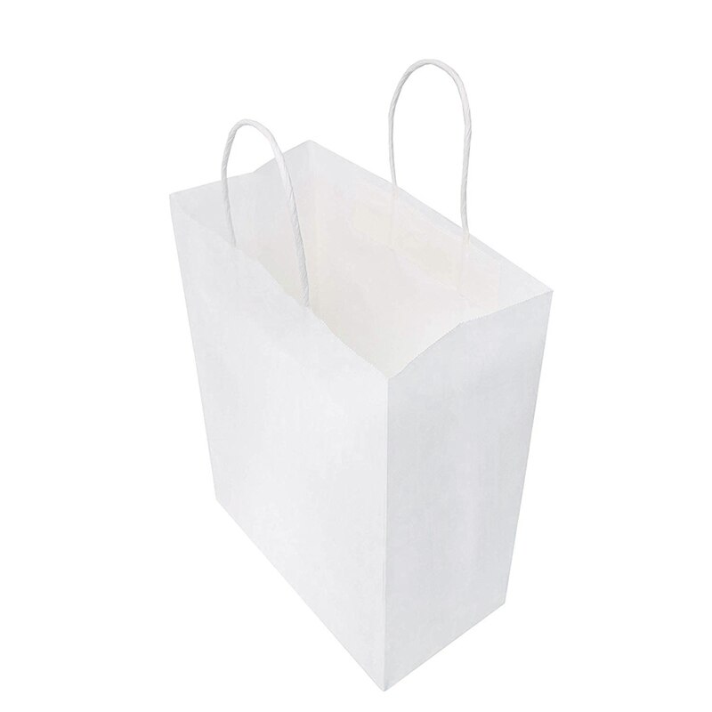 Kraft papieren zakken 25 stuks 5.9 x 3.14 x 8.2 inch kleine papieren zakken witte papieren zakken met handvatten papieren boodschappentassen feestzakken re
