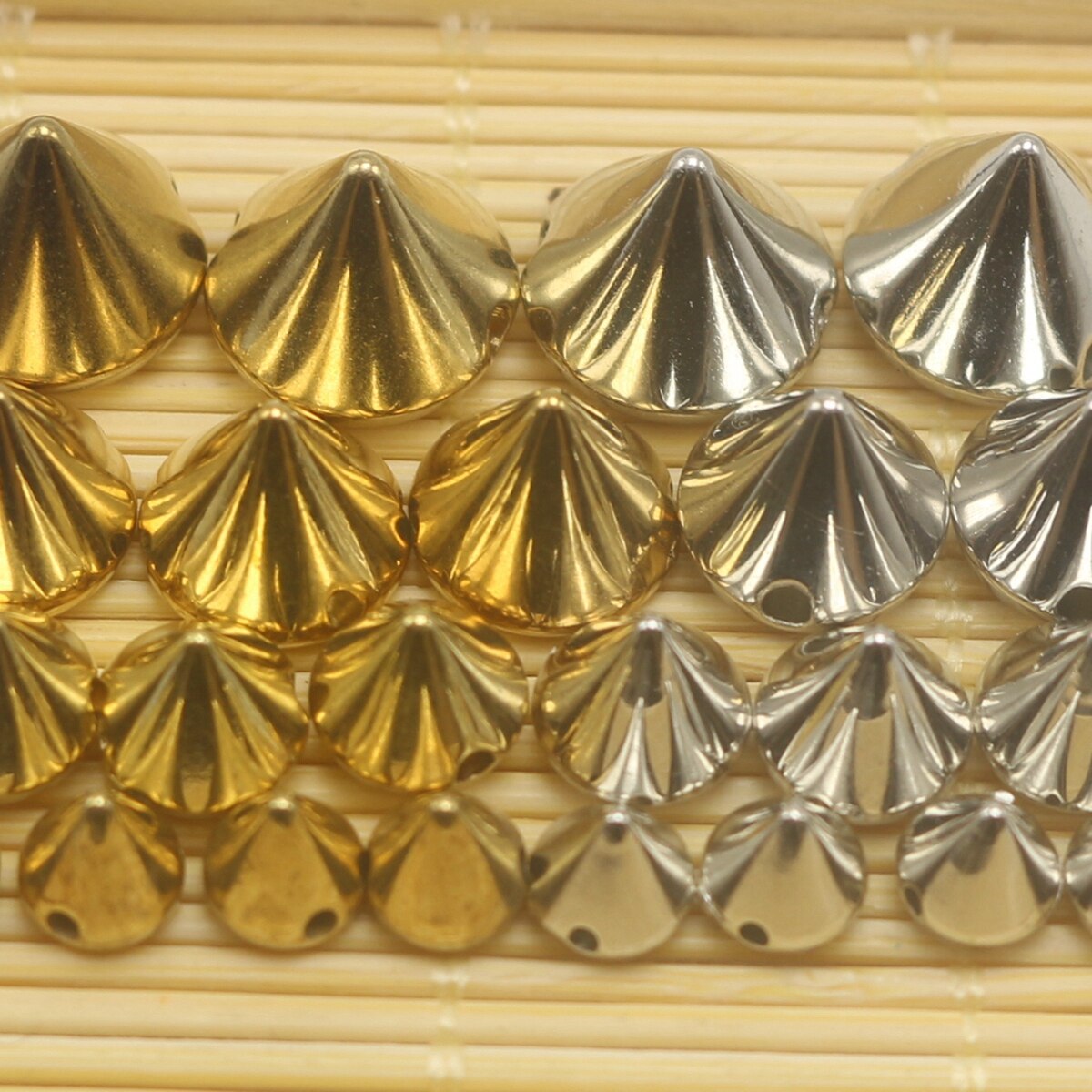 Craft DIY Metallic Silver/Gold Acrylic Rock Punk Spike Taper Stud Beads 6mm-12mm