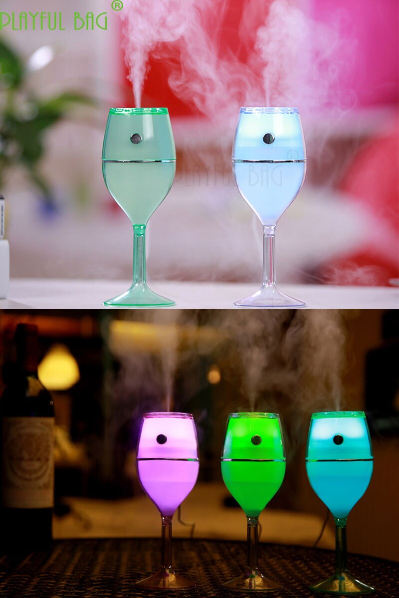 Kleurrijke Nachtlampje Usb Rode Wijn Cup Model Aromatherapie Luchtbevochtiger Auto Luchtreiniger Bar Indoor Accessoire Speelgoed Voor Kinderen Z74