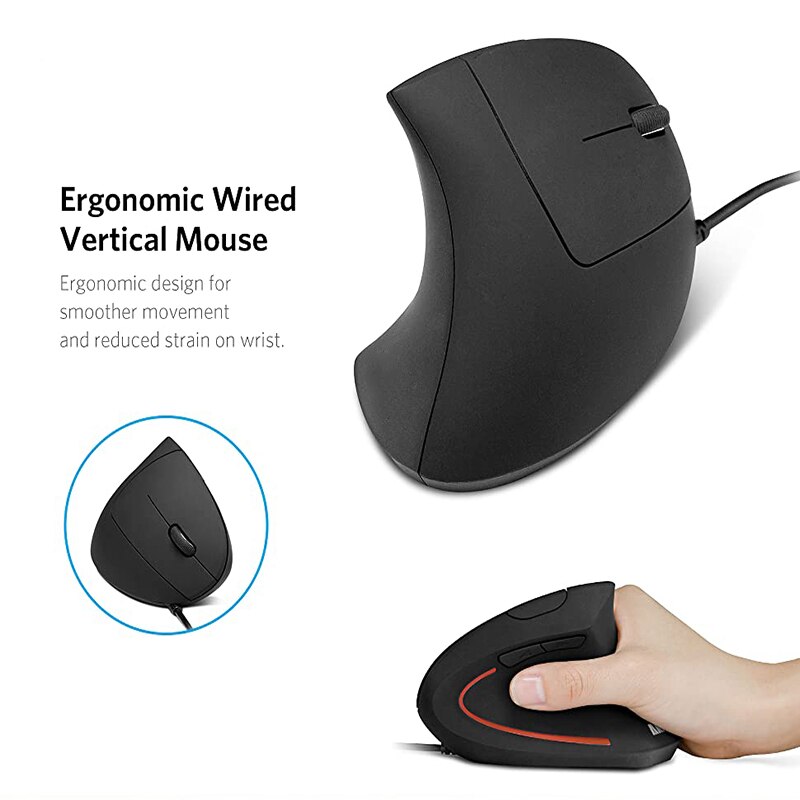 USB Wireless Vertical Mouse Ergonomic Gaming 1000/1600 DPI Optical Wrist Healthy Mice For Laptop Desktop PC Computer 5 Buttons
