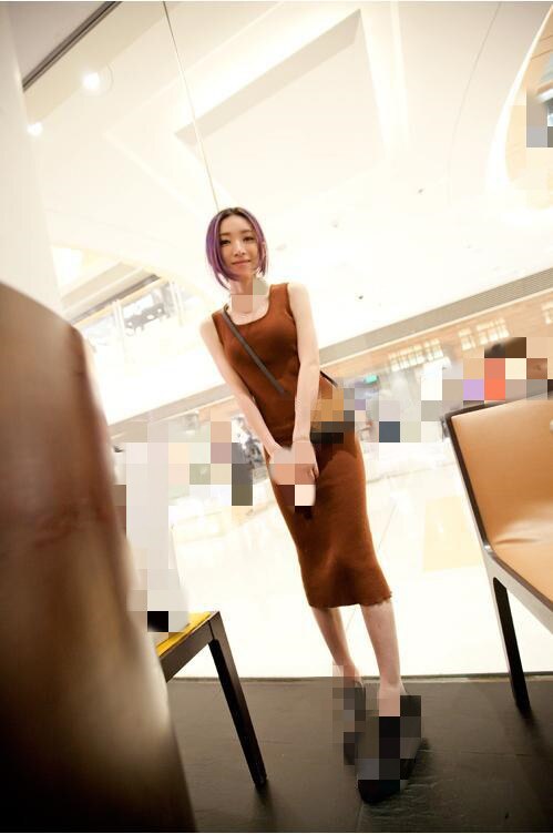 B1823 Spring and summer han edition women style stretch knitted dress cheap: Brown