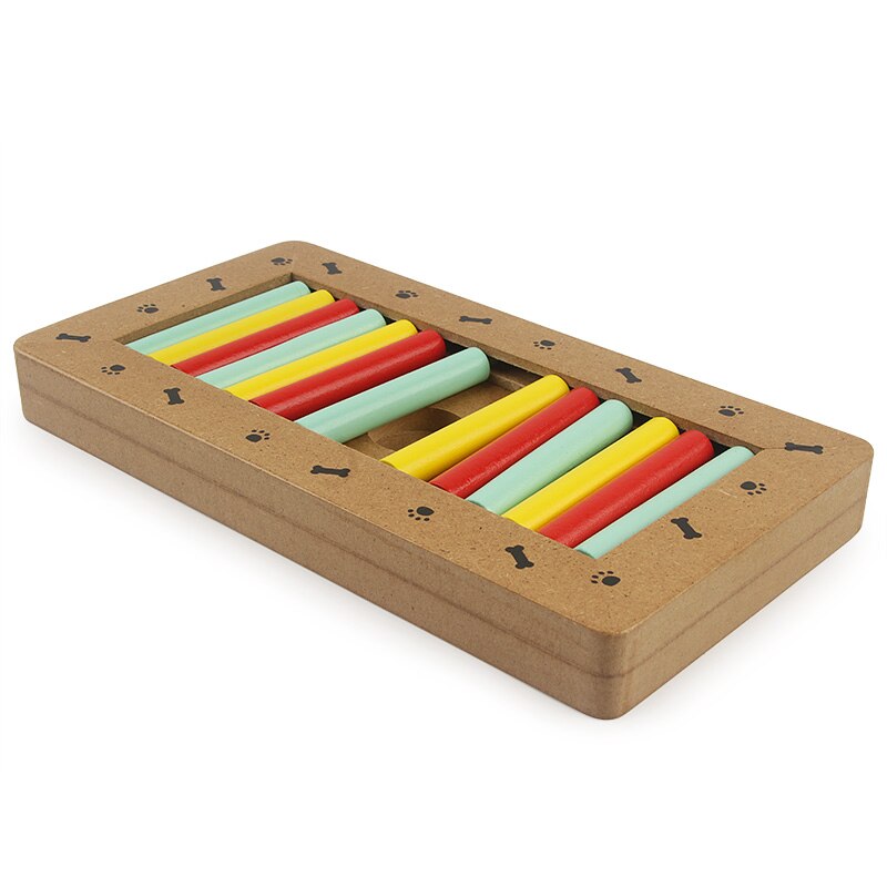 Interactive Toys For Dogs Foraging Food Treated Wood Dog Toy Eco-friendly Pet Toy Educational Pet Bone Paw Puzzle Toy: rectangle