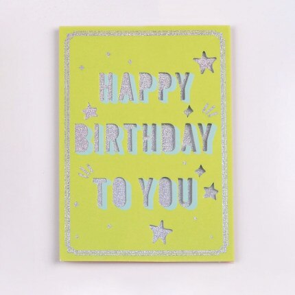 Happy Birthday Card For You Glitter Silver Thank You Card: No.02