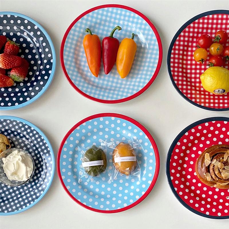 9 inch Imitation Porcelain Plate Dinner Fruit Plate Thickened Snack Plate Dessert Cake Dishes Pastry Tray Tableware Decoration