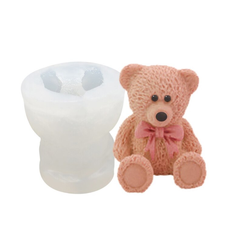 3d siliconen mallen voor speelgoedbeertjes met strik, fondant, taartrandvormen, chocoladevorm, taartdecoratiegereedschap, keukenbakaccessoires: 01