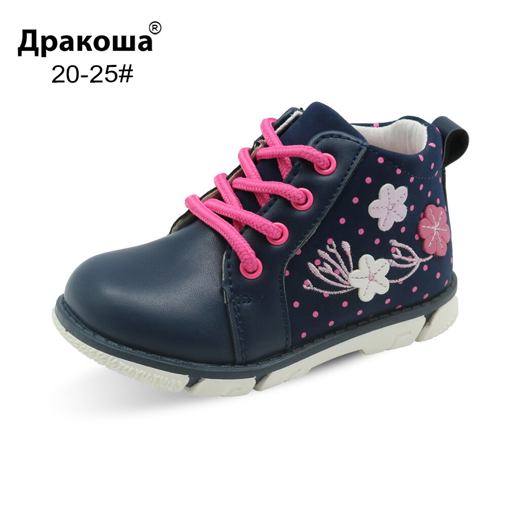 Apakowa Herbst Frühling Mädchen Stiefeletten Kleinkind Kinder PU Leder Stiefel mit Blume für Schule kinder zip Casual schuhe