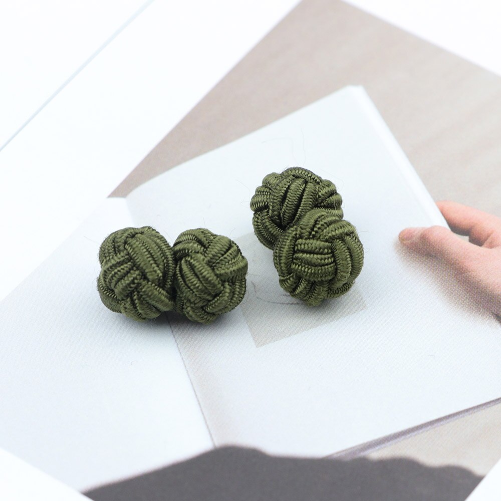 Gemelos con nudo de seda para hombre, gemelos con nudo de seda en colores sólidos, DIY, trenzado, hecho a mano, cuerda doble elástica, manguito de bola, de Novela: 13