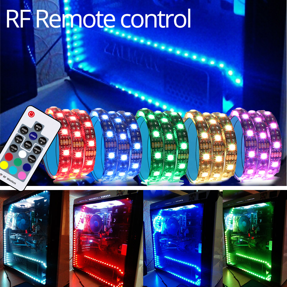 Sata LED Strip RGB SMD 5050 60 LEDs/m 50/100/150/200 CM met RF afstandsbediening voor PC Case IP20 12 V LED flexibele Strip licht