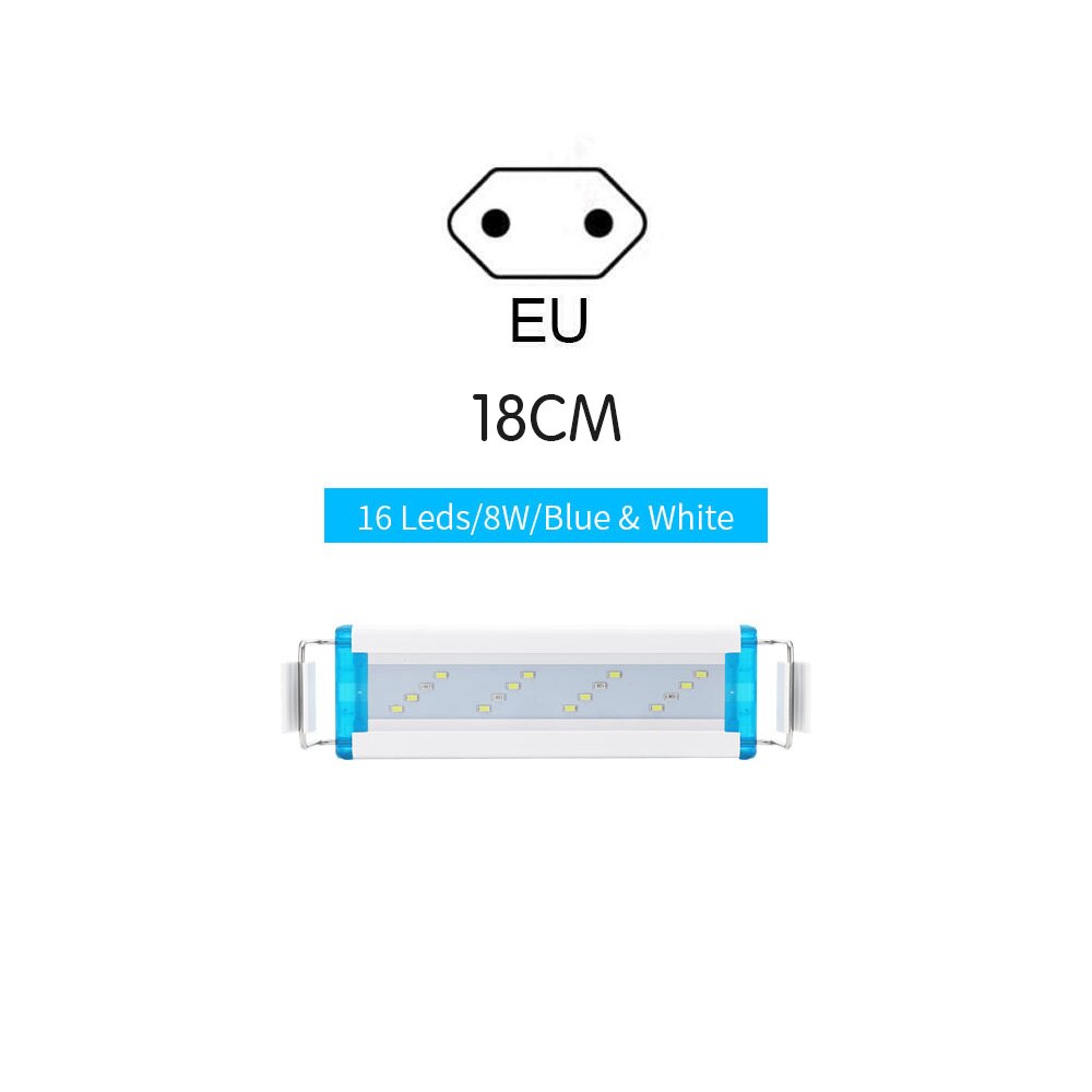 Aquarium Lighting Aquatic Plant Light Super Slim Blue LEDs 18-48CM Waterproof Clip On Lamp For Fish Tank Plant Grow Lighting: EU 18CM