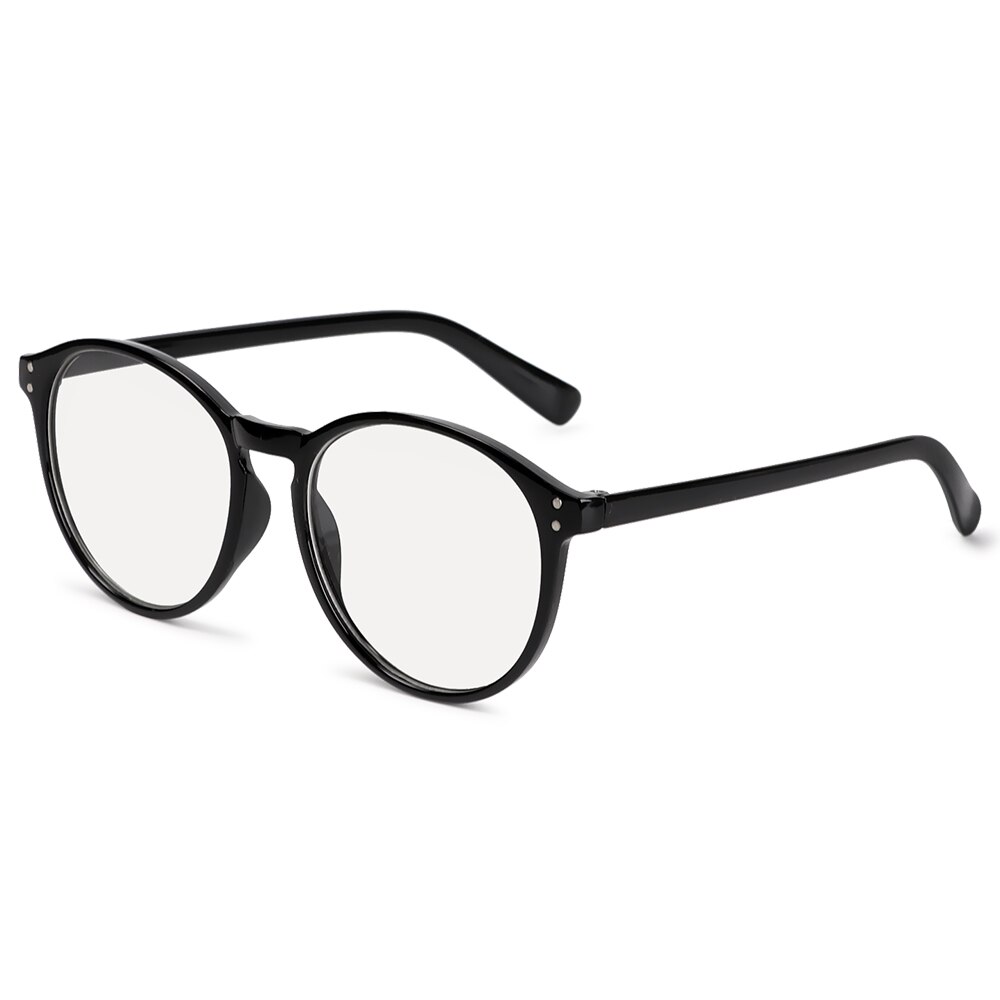 Transparent Computer Glasses Frame Women Men Anti Blue Light Round Eyewear Blocking Glasses Optical Spectacle Eyeglass: D black
