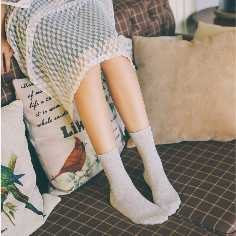 Chic frauen Neuheit Glitter Socken Gold Splitter Glänzenden Ankle Socken Casual Damen Helle Retro Sox Haufen Socke Weibliche Meias sokken