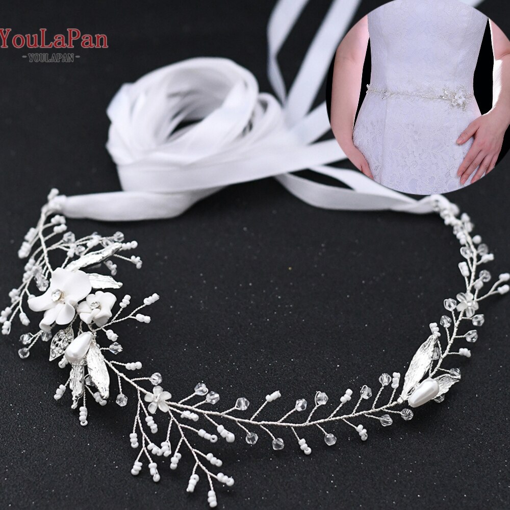 Youlapan SH344 Prachtige Bridal Riem Crystal Wedding Bridal Riemen En Sjerpen Met Lint Voor Bruidsjurk Jurk Riem Bloem Riem