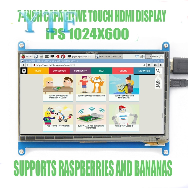 7 inch LCD capacitive touch display Raspberry Pi 4B 2 3 B + plus screen 1024X600mm