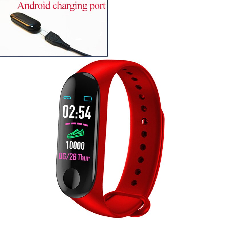 Smart Band Watch Bracelet Wristband Fitness Tracker Blood Pressure Heart Rate: Android Charge Red