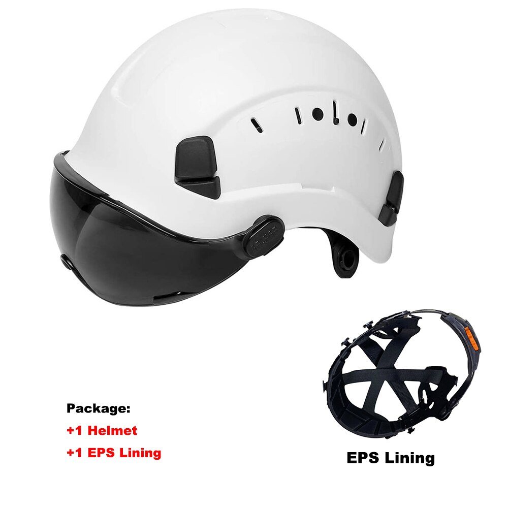 Veiligheid Helm Met Bril Oorbeschermer Voering Set Bouw Hard Hoed Abs Beschermende Motorhelmen Werk Cap Outdoor: H Safety Helmet Set