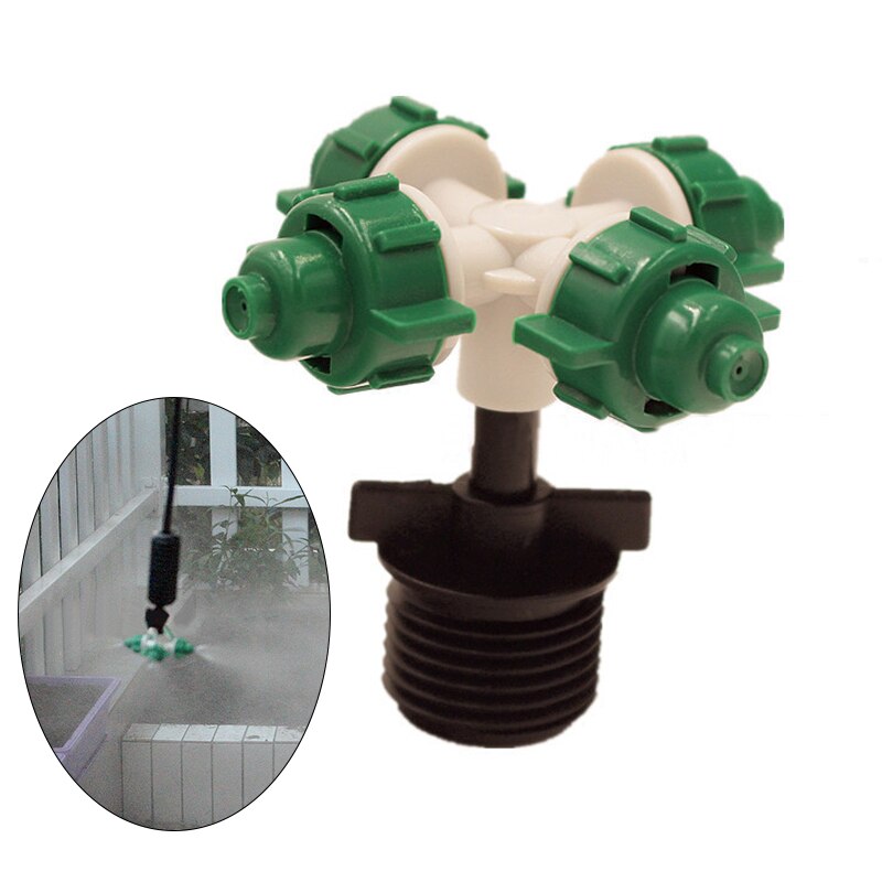 1 Pc Tuin Mini Irrigatiesysteem Gemonteerd Vernevelaar Kit Automatische Sprinkler 4-Head Gekruiste Sproeikop Adapter Tuin Sproeier