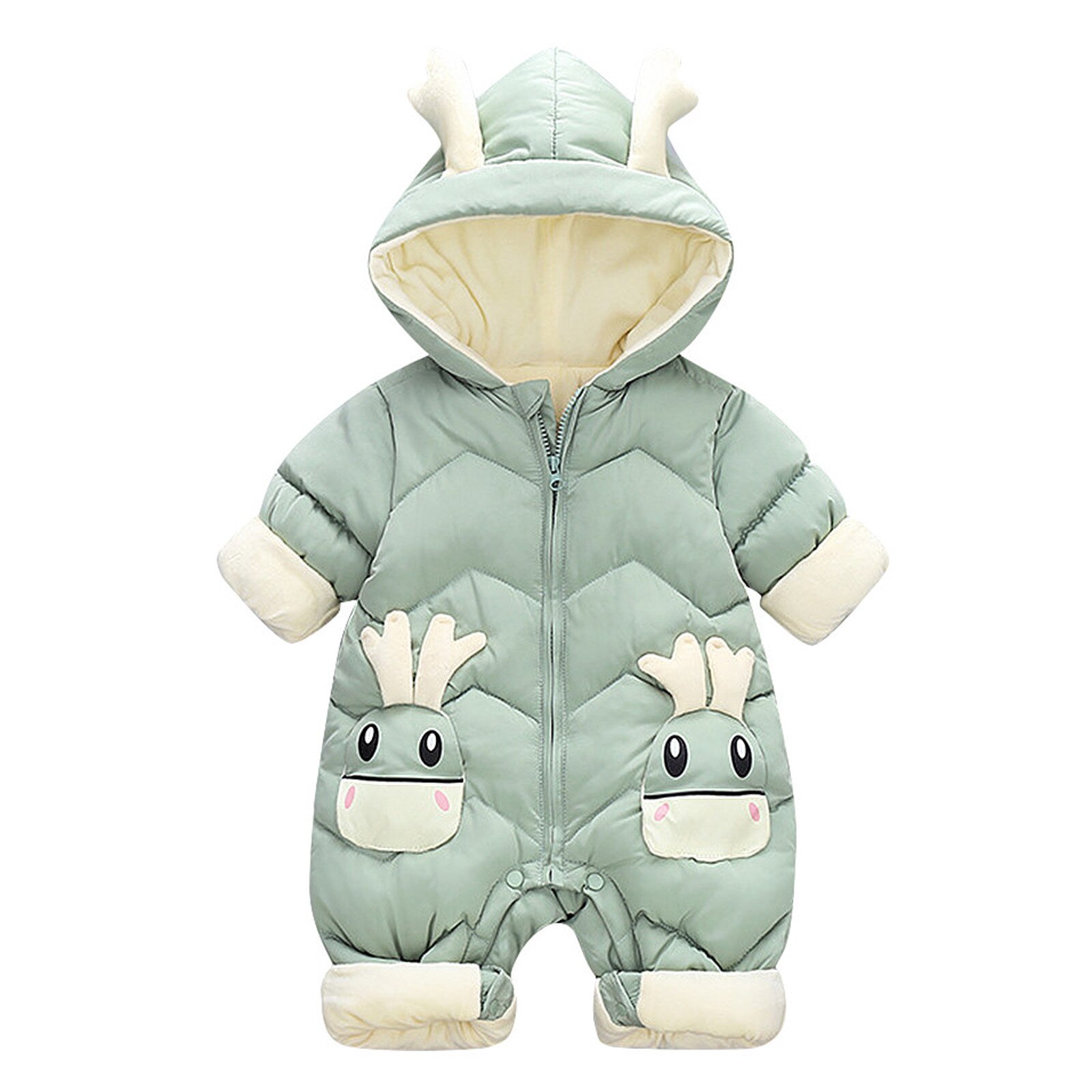 Pasgeboren Winter Romper 2022 Baby Snowsuit Plus Fluwelen Dikke Baby Jongens Jumpsuit Baby Meisjes Overalls Peuter Jas Kinderkleding: Green  / 12-18M