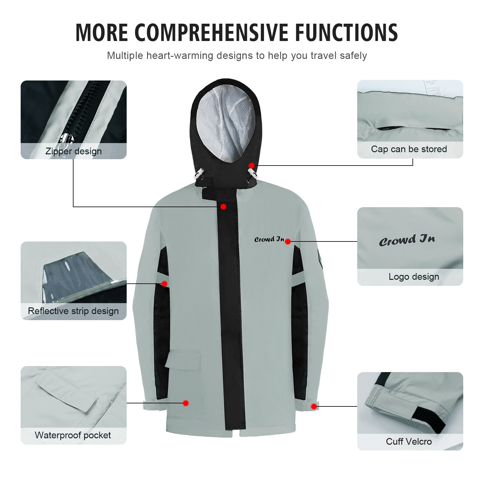 Chubasquero reflectante para motocicleta para hombre, traje impermeable para motocross, chaqueta de lluvia dividida en tela