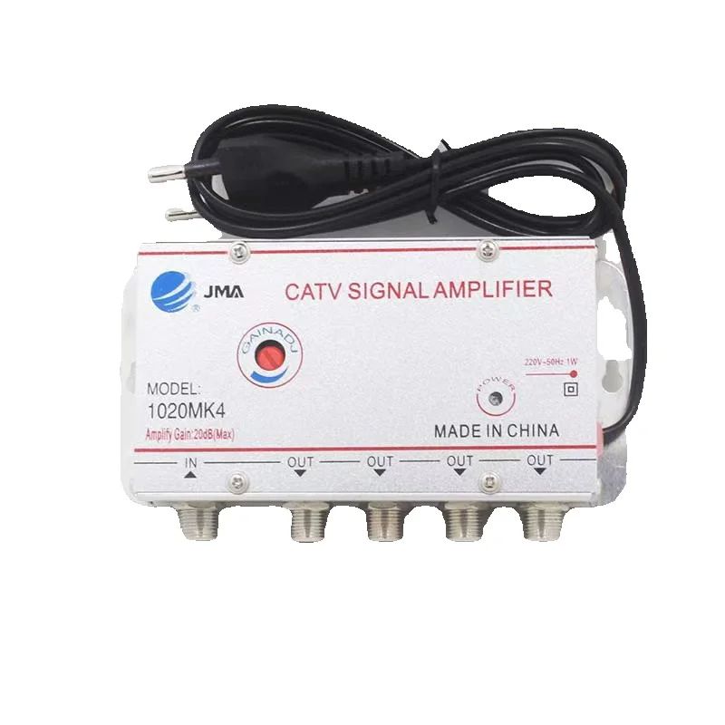 4 Way 20DB CATV TV Antenna Signal Amplifier Booster Splitter 1020MK4 for Digital TV Equipments EU Plug