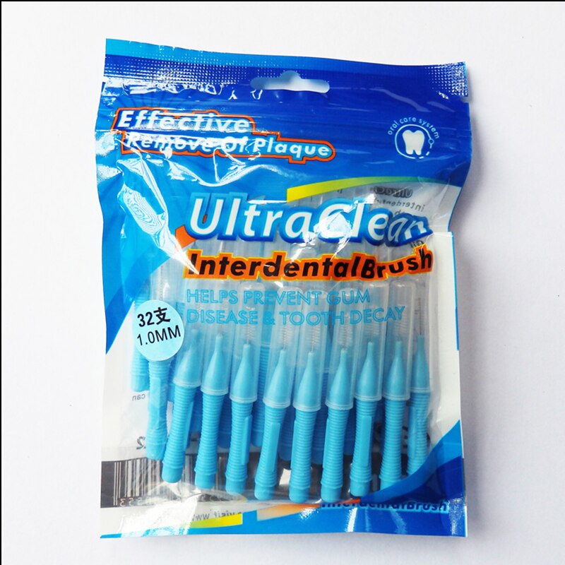 32 stk/pakke push-pull interdental børste 0.6mm tyggegummi interdental børste ortodontisk stålbørste tandbørste mundpleje tandstikker