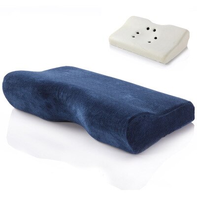 Almohada de memoria ortopédica para el dolor de cuello y protección del cuello, almohada de espuma de memoria de rebote lento, funda de almohada Cervical para el cuidado de la salud: Navy
