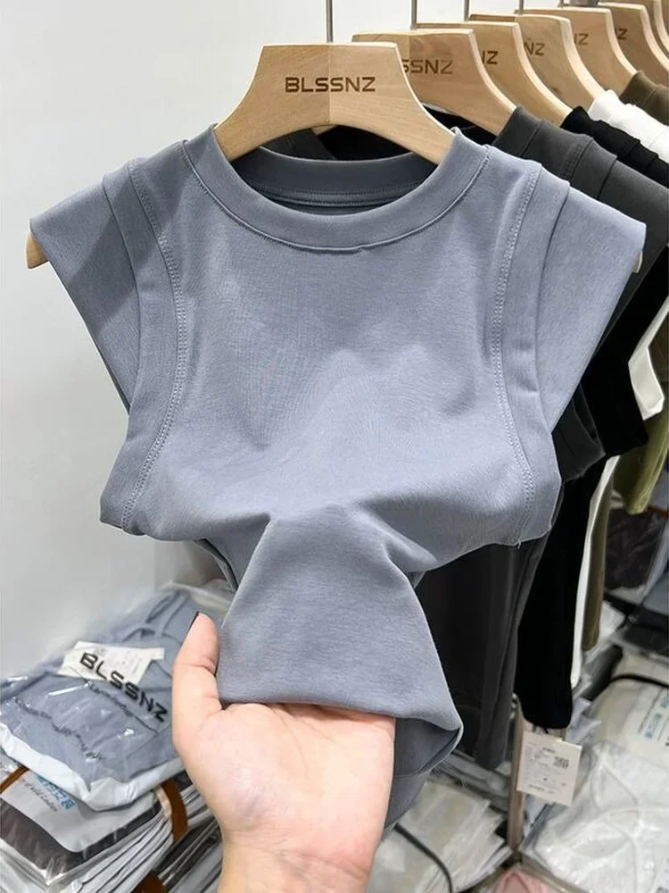 Camiseta de verano para mujer, ropa para niña, Tops ajustados de algodón, Top corto de manga larga para mujer, camiseta Sexy Canale Y2k: 5 XL / Azul cielo