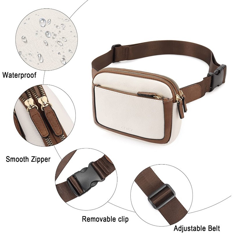Bolsos con cinturón para mujer, bolso cruzado con correa ajustable, bolso de mensajero de cuero PU vegano para mujer
