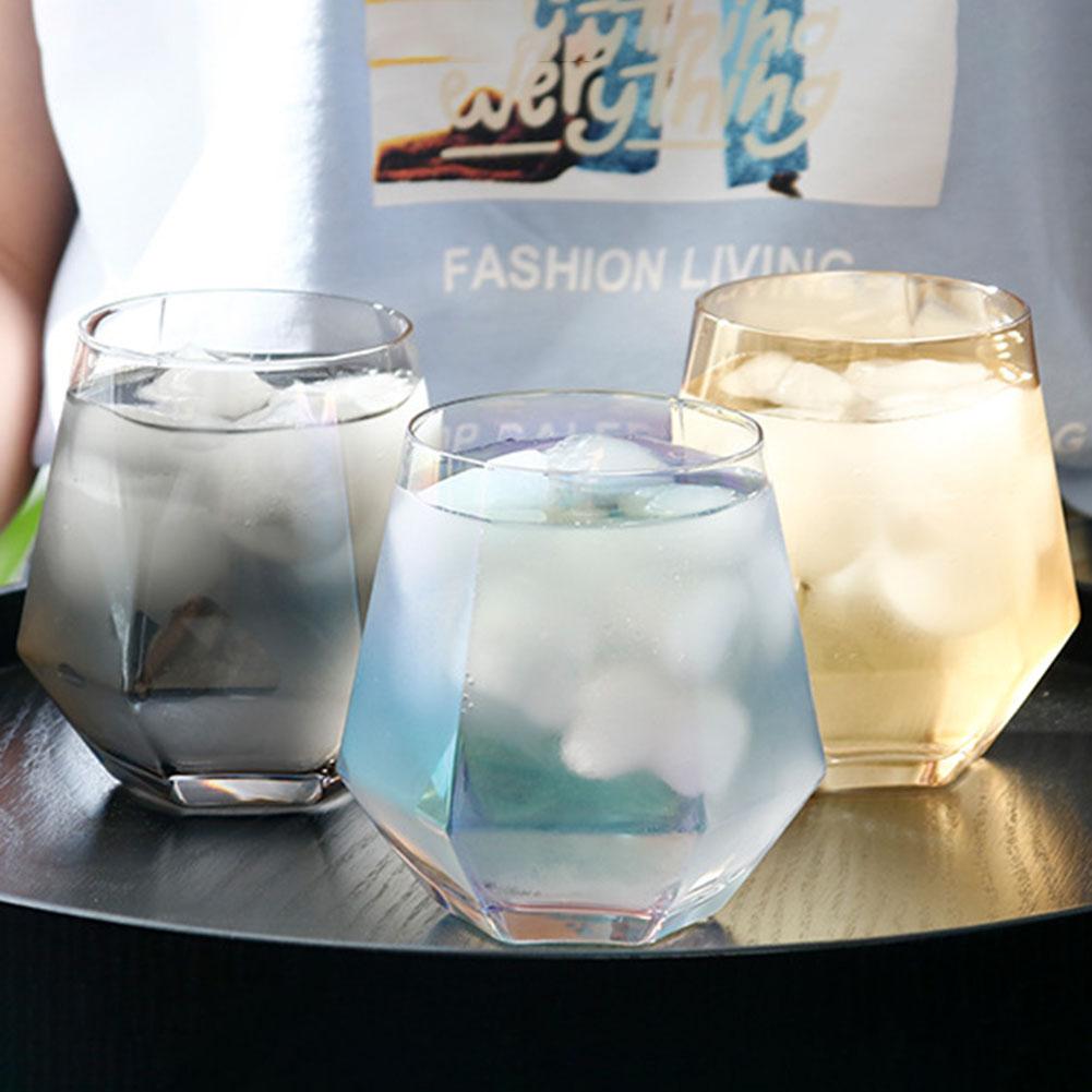 300ml Diamond Shape Glass Cup Bar Restaurant Water Whisky Cocktail Coffee Mug Beer Wine Cup BottleMilk Coffee Cups Juice Mug
