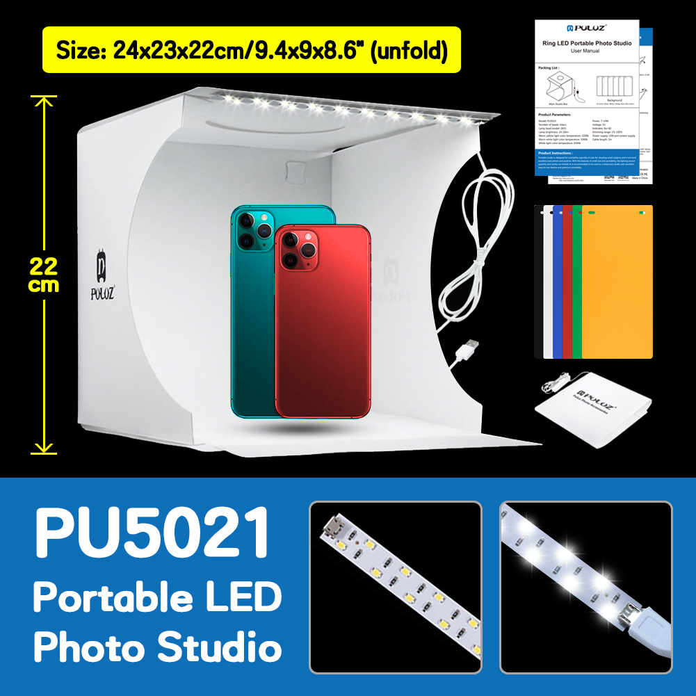 Puluz fotostudio kit fotobox stor foto ljuslåda tält mjuklåda fotografering rekvisita bakgrund mjuklåda studio foto ljuslåda: Vit