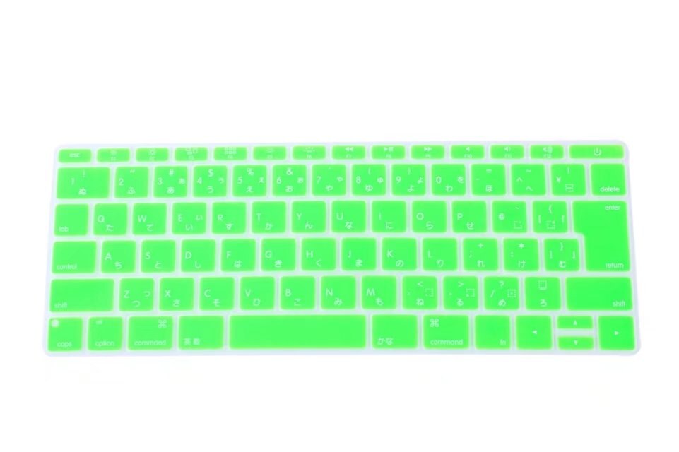 Japanese Silicone Keyboard Cover Skin For Macbook Pro 13" A1708 Version,No Touch Bar) For Mac 12" A1534 Japan Version: green