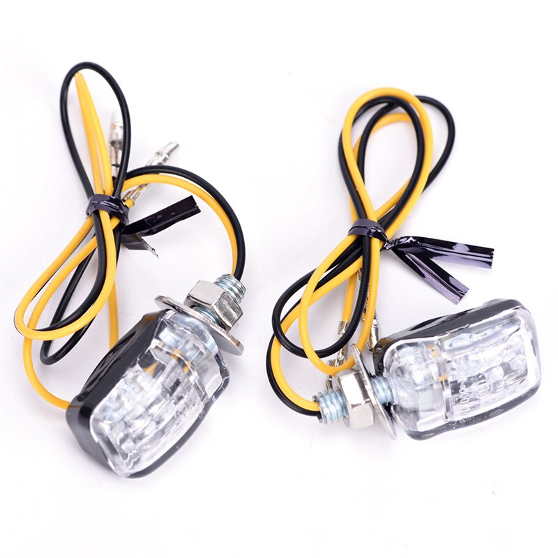 2 Stuks 12V 6LED Motorfiets Mini Amber Knipperlichten Blinker Indicator Zwart