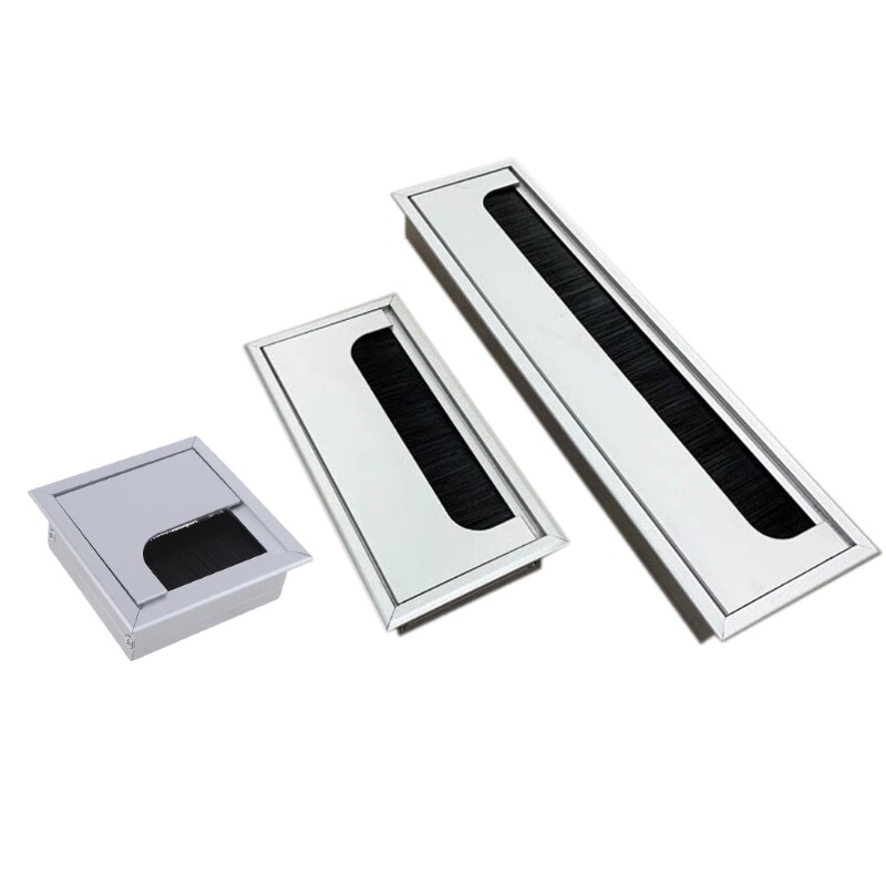 Aluminium Square Rectangle Desk Computer Wire Cable Outlet Insert Hole Cover B0KB
