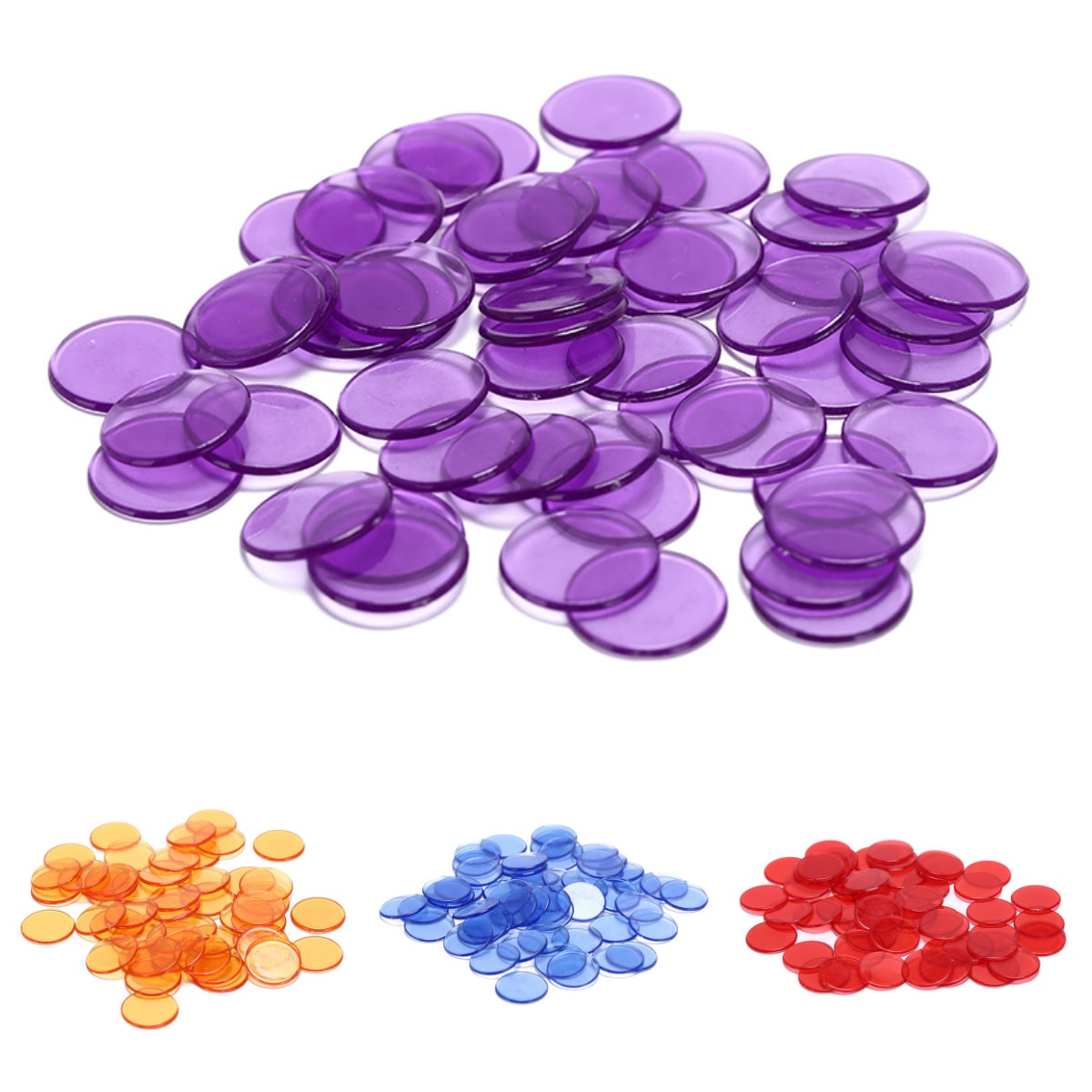 Lot de 100 jetons en plastique, 5 couleurs, marqueurs, cartes de jeu, pour salle de classe et carnaval