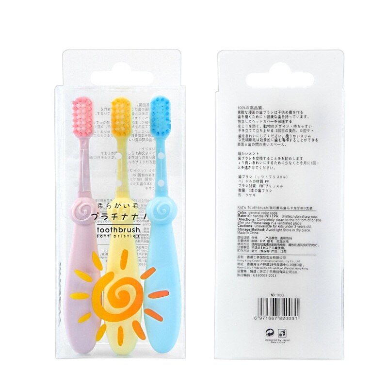 3PCS Children Toothbrush Macarons Color Soft Rubber Brush Head Toddler Baby Cleaning Oral Health Protection Toothbrush Kid Care: Default Title