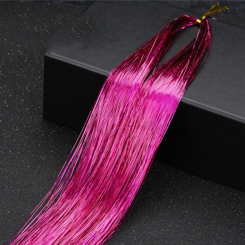 Extensions de cheveux scintillants holographiques pour femme, 200 mèches, 90cm, style Hippie: Rose
