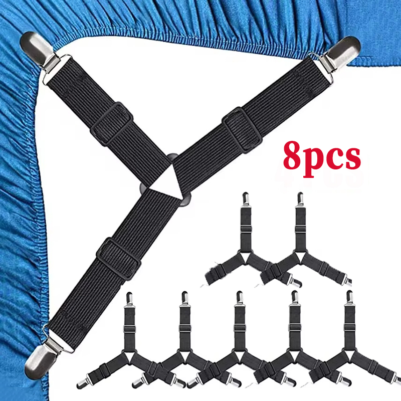 Porta lenzuola triangolari clip per lenzuolo con angoli Bretelle per lenzuolo regolabili clip per materasso per coprimaterasso da letto: MULTI