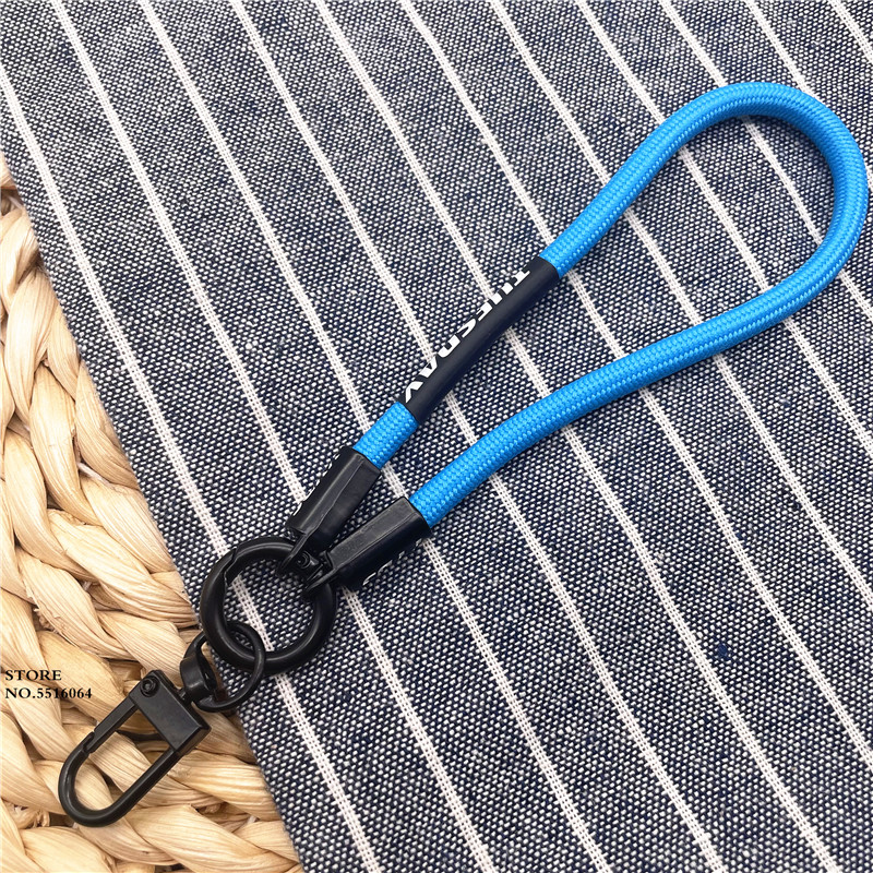 LLavero de Color fluorescente, llaveros con hebilla de Clip de Metal, correa para teléfono móvil, cordón antipérdida, cordón colgante, correa para muñeca para llaves: Negro