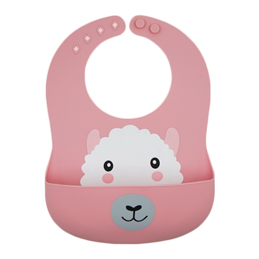 Beveiliging Cartoon Print Baby Slabbetjes Jongens Meisjes Bib Waterdicht Zachte Siliconen Kinderen Burp Doek Kinderen Feeding Bib Met Pocket: Pink
