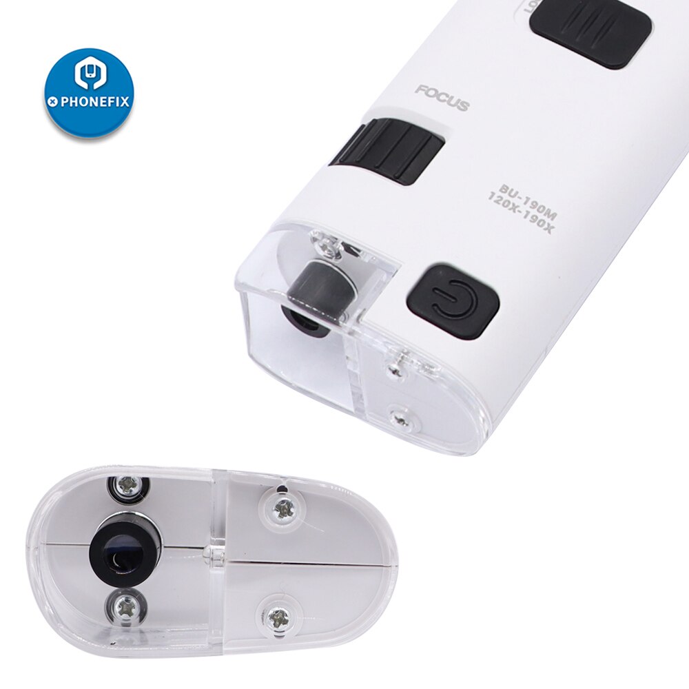 Handheld 120X/190X Mobile Phone Microscope with Cell Phone Clip Pocket Magnifying Glass LED UV Light for Jade Identification