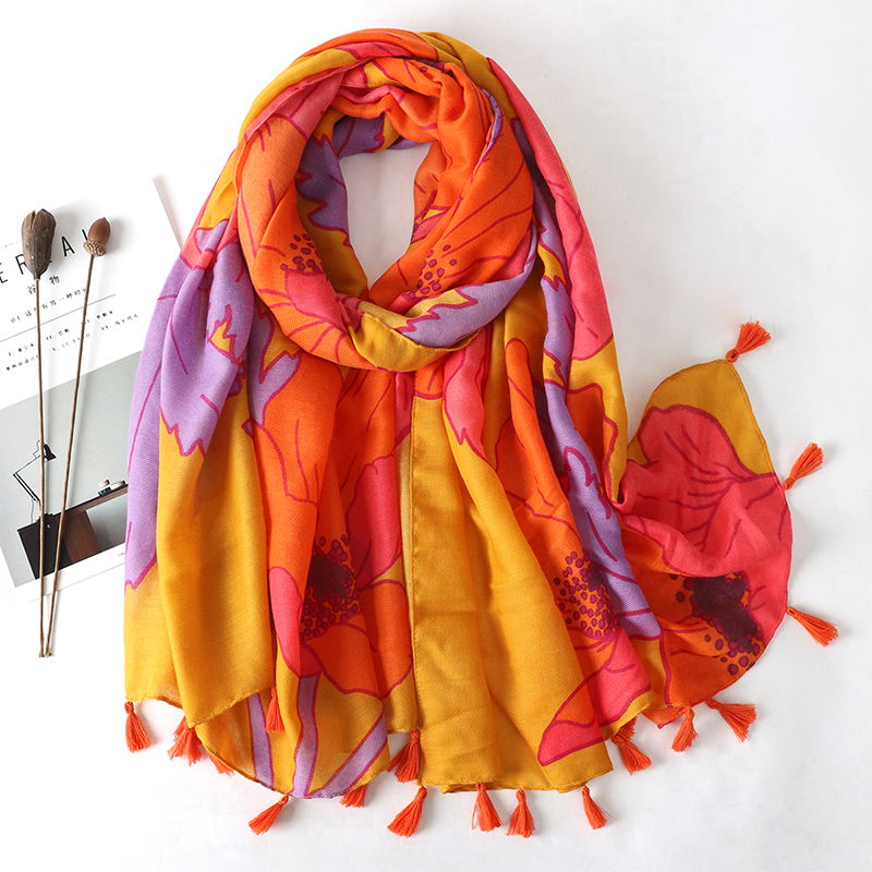 Paisley Abstract Floral Tassel Viscose Shawl Scarf Lady Wrap Thin Pashmina Stole Muslim Hijab 180*90Cm