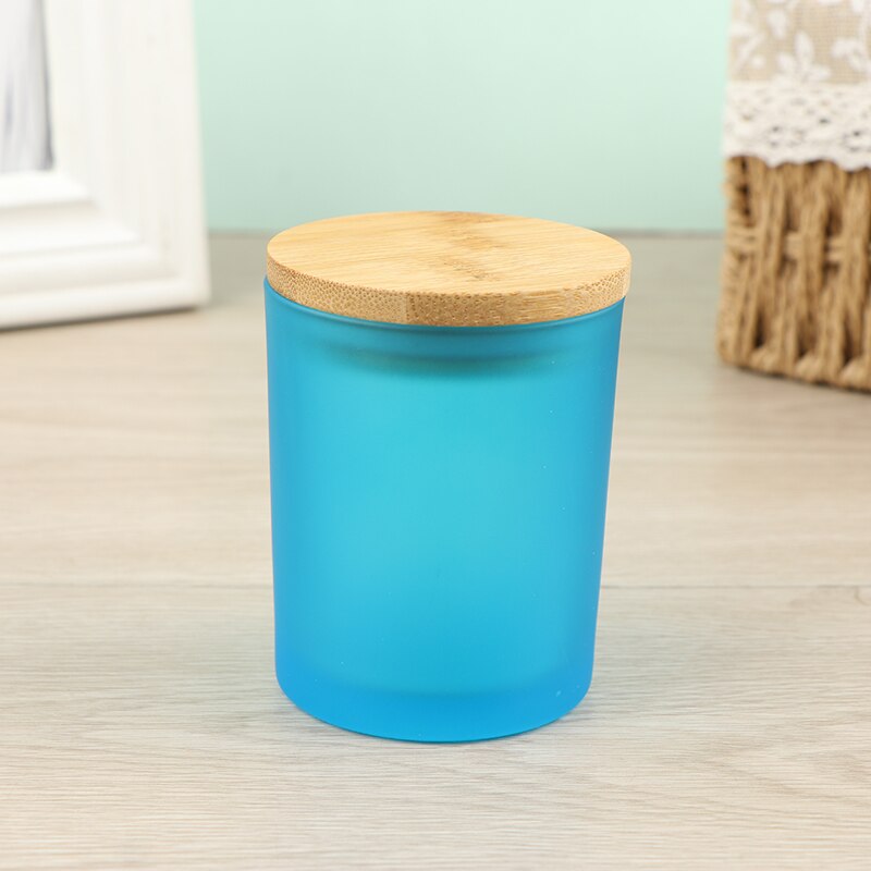 Taza de vela colorida DIY, contenedor de cera de bebida dorada, vela de vidrio, candelabro de aromaterapia, frascos de velas de feliz cumpleaños: Blue