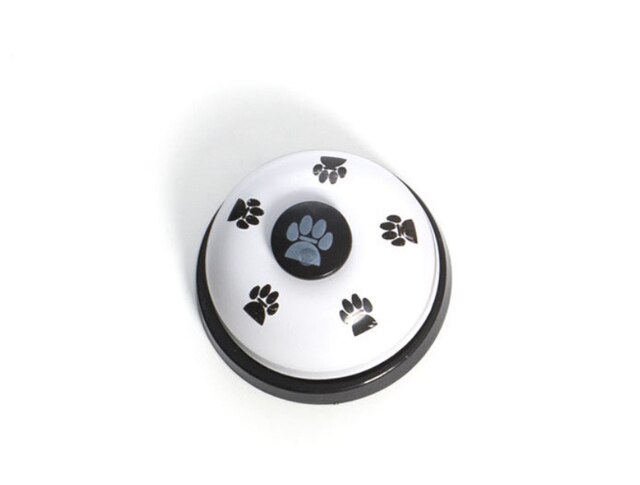 Dog footprints pet bell ringer call ordering bell trainer metal ringing dog cat intelligence toy: white