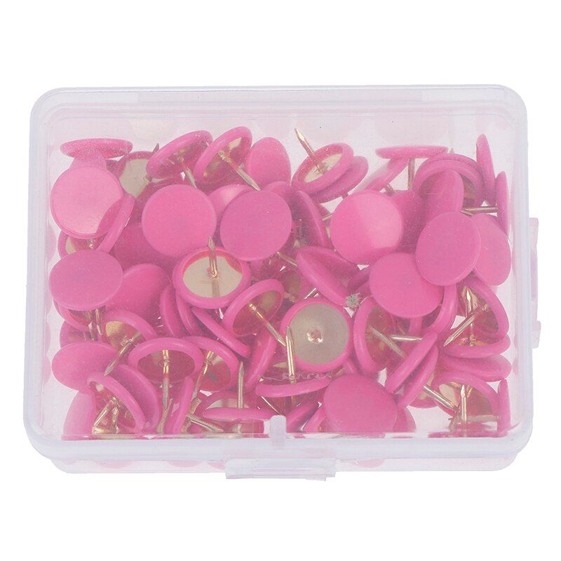 100Pcs Round Push Pins Notice Board Map Thumb Tacks Point Bulletin Drawing: Rose red