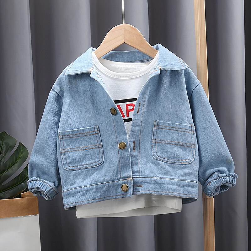 Dinosaur letter printed denim jacket 1-4 year Child boys Jacket trend cowboy clothes Child's coat