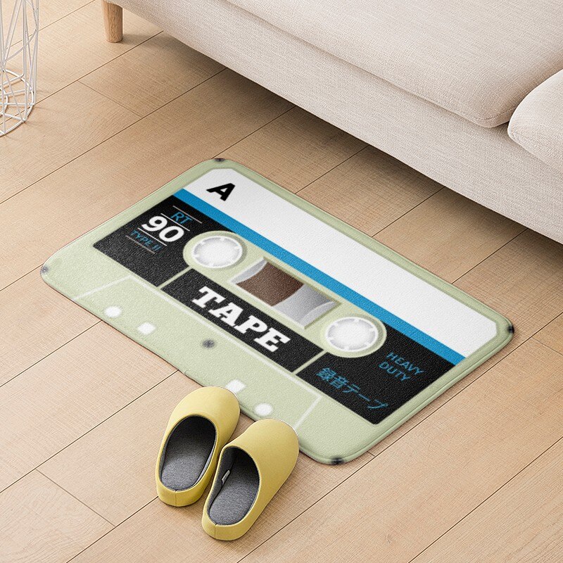 Felpudo antideslizante con cinta musical para decoración de puerta, Alfombra de franela gruesa con patrón de tendencia de Hip-hop, para baño y sala de estar