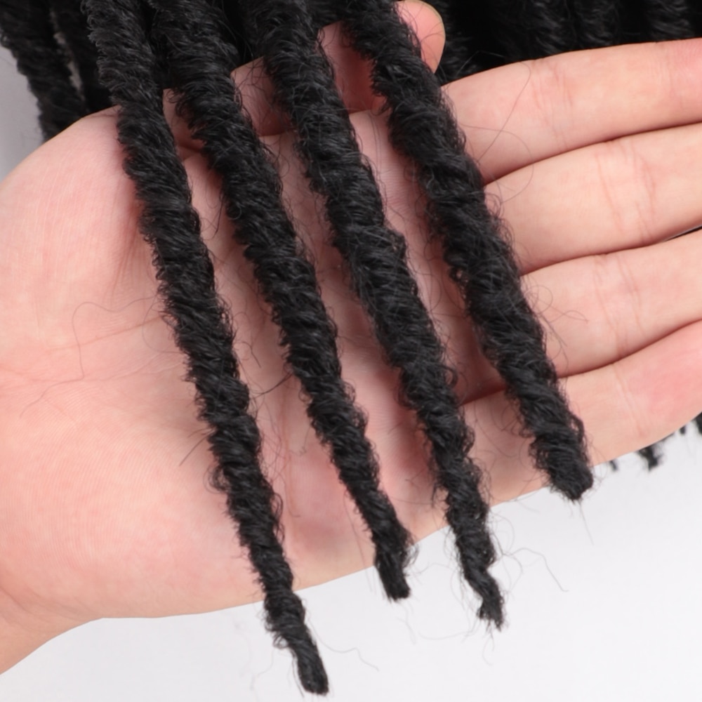 Straight Goddess Locs Crochet Braids Natural Black Color 18"Inches Faux Locs Synthetic Hair 18 stands/Pack Heat Resistant Hair