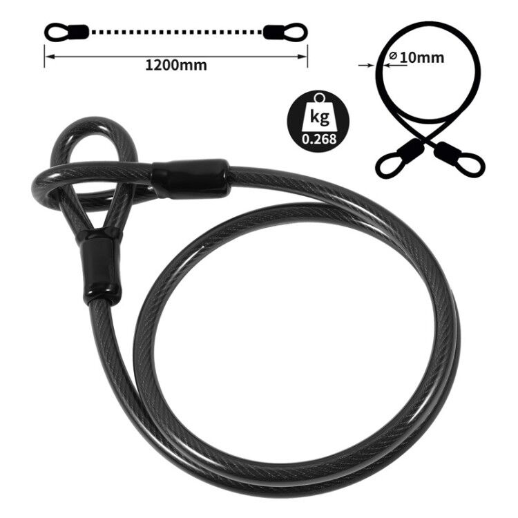 WEST BIKING – serrure antivol de vélo, solide, sécurité cyclisme, verrouillage universel en U pour roues de vélo de route et vtt, accessoires de bicyclette: Only Black Cable