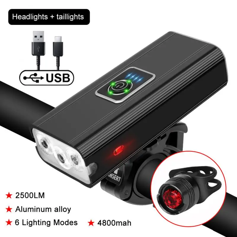 Linterna de ciclismo para bicicleta, luces para bicicleta, luz LED frontal y trasera recargable, iluminación para bicicleta de montaña: Rojo
