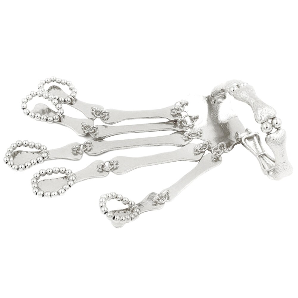 Nachtclub gotisch Punk Schädel Finger Armbänder für Frauen Skelett Knochen Hand Armbänder Armreifen Weihnachten Halloween: silber-